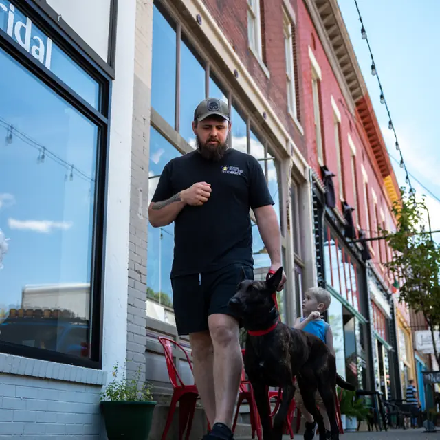 Trained dog at Black Woof Inn